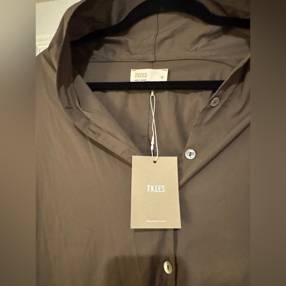NEW TKEES Poplin Jumpsuit Oversized Cotton Button Up Khaki Green Size 5 (XL) NW - Picture 7 of 9